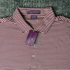 Martin Golf Mens XL Windsor Red White Striped Lisle Polo Shirt 172M001 NWT